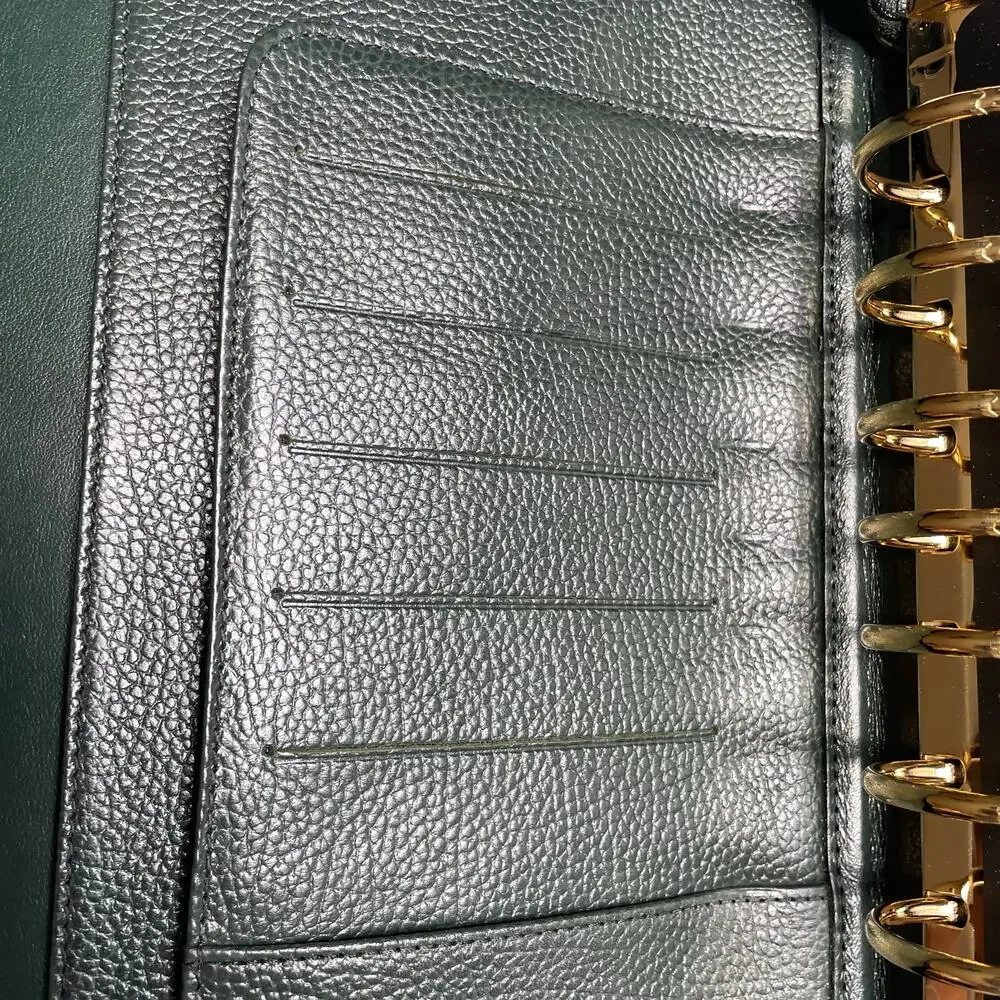 Franklin Quest Verona Leather 7-Ring Planner Binder Green Brown Made in USA